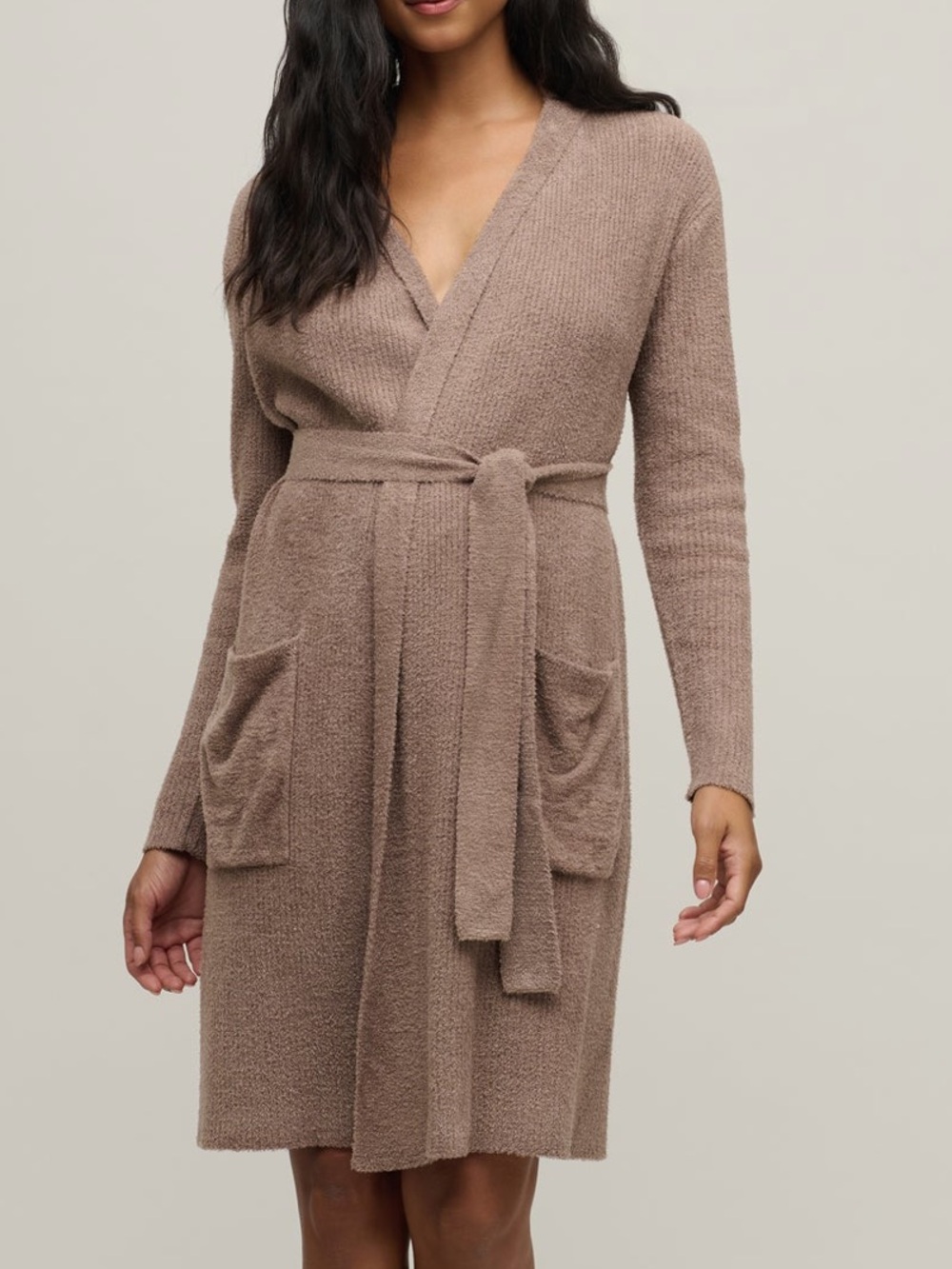 Barefoot Dreams CozyChic Lite Ribbed Robe - Sable, S/M